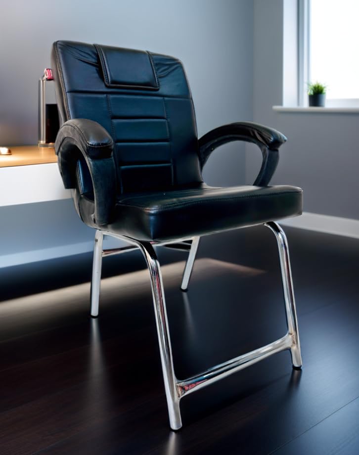 SOMRAJ Ergonomic Office Chair Comfortable Seating for Offices Waiting Rooms and Homes Frame Without Wheel Chair 1 Black HFrame