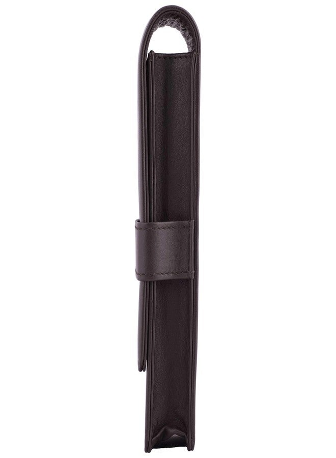 DiLoro Leather Triple Pen Case Pencil Pouch Holder for Three Fountain Ballpoint Rollerball Pens and Pencils (Brown) - Image 3