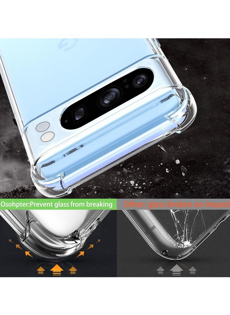 Techie - حافظة Google Pixel 8 Pro وواقي الشاشة كومبو 2 في 1 - حافظة شفافة من مادة TPU مع واقي شاشة من الزجاج المقوى عالي الدقة - Image 1