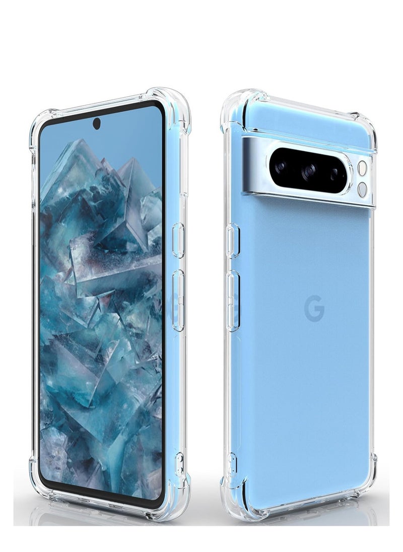 Techie - حافظة Google Pixel 8 Pro وواقي الشاشة كومبو 2 في 1 - حافظة شفافة من مادة TPU مع واقي شاشة من الزجاج المقوى عالي الدقة - Image 1