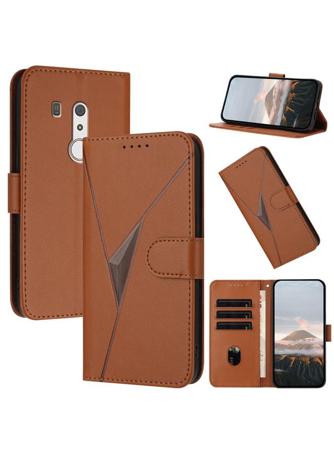 اس-توب جراب جلدي لهاتف Fujitsu Arrows BE3 F-02L بتصميم مثلث مع مشبك - Image 1
