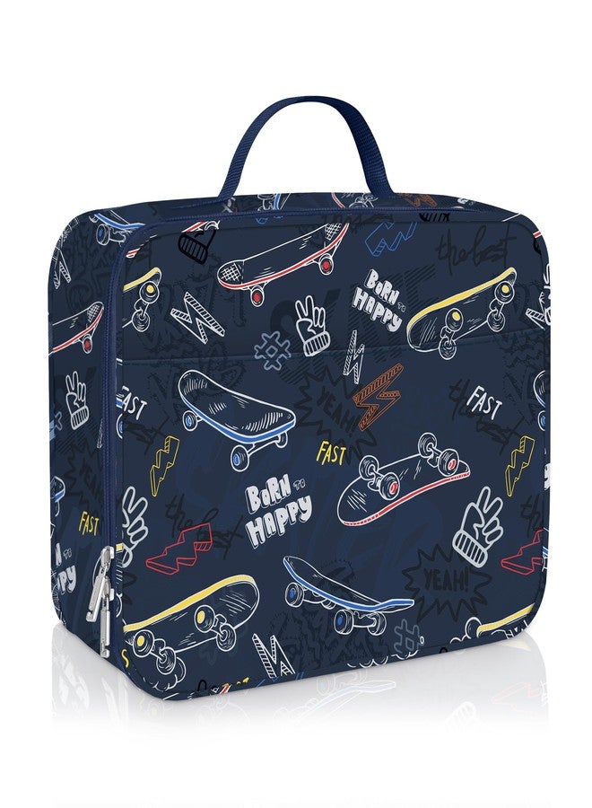 Clastyle Gamer Insulated Kids Lunch Bag Large Thermal Cooler Bag for Boy Picnic School Lunch Box Tote,Skateboard Silhouette - Image 1