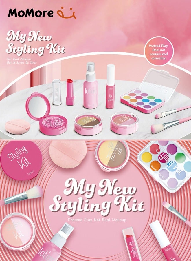 أم أكثر مجموعة مكياج للبنات، طقم مكياج تخيلي، ألوان ذات تصبغ عالي، آمنة وقابلة للغسل - Image 2