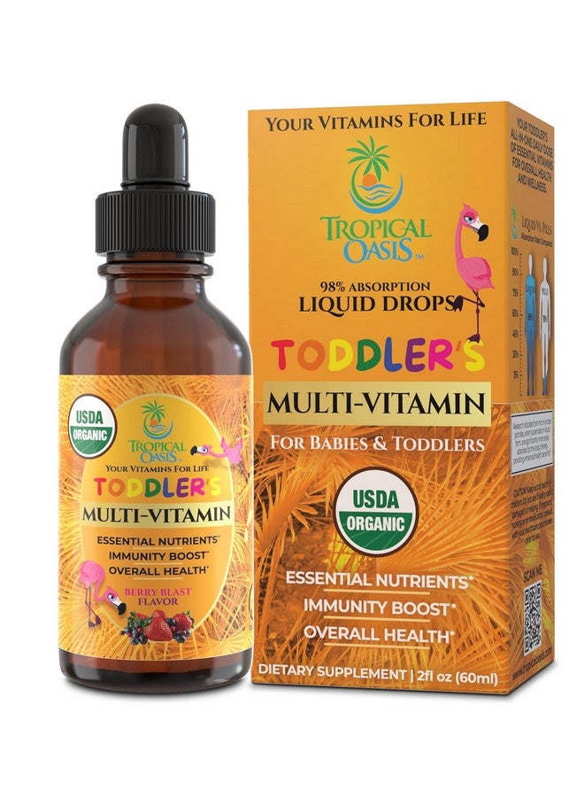 تروبيكال أويسيز فيتامينات متعددة سائلة للأطفال من تروبيكال أواسيس، عضوي معتمد من وزارة الزراعة الأمريكية، للأطفال الصغار | قطرات فيتامينات سائلة عضوية للأطفال من عمر سنة إلى ثلاث سنوات | يدعم صحة الجهاز المناعي | خالي من السكر | نباتي | غير معدل وراثيًا | 2 أونصة سائلة - Image 1
