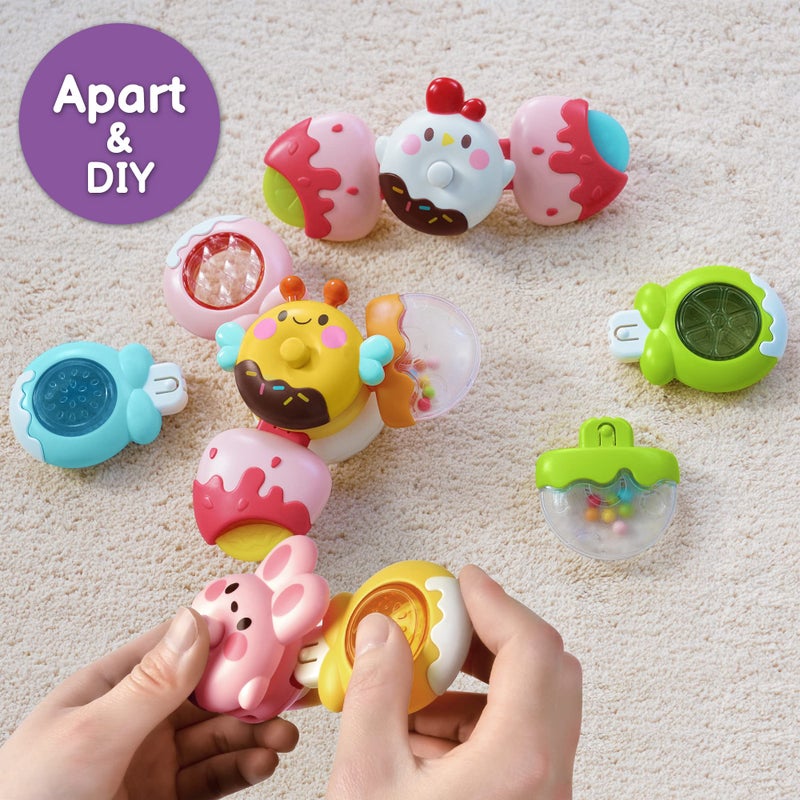 LiKee Strong Suction Cup Fidget Rotating Sensory Bath Toys for Baby 12 18 Months Airplane Car Travel Table & Window Toys for 1 2 Years Old Toddler Boys and Girls (Candy) - Image 3