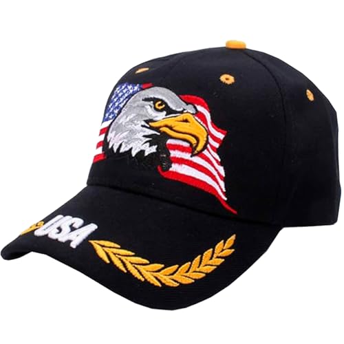 IZUS USA-Flag Eagles-Hat American Baseball-Cap Embroidered (Free Size, Black) - Image 1