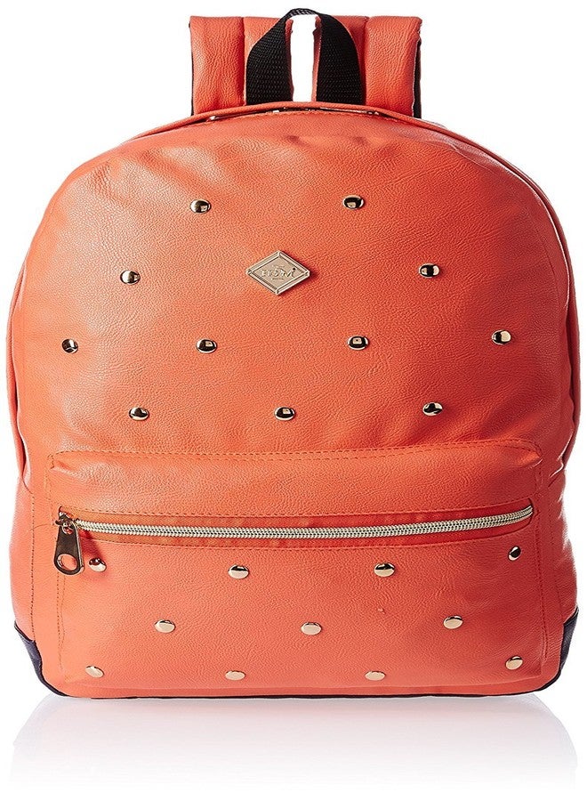 HOOM Classic Casual Printed PU Leather Unisex School Student Laptop Backpack Suits for Camping, Traveling & Fits TAB and other accessories. (tangerine orange) - Image 1