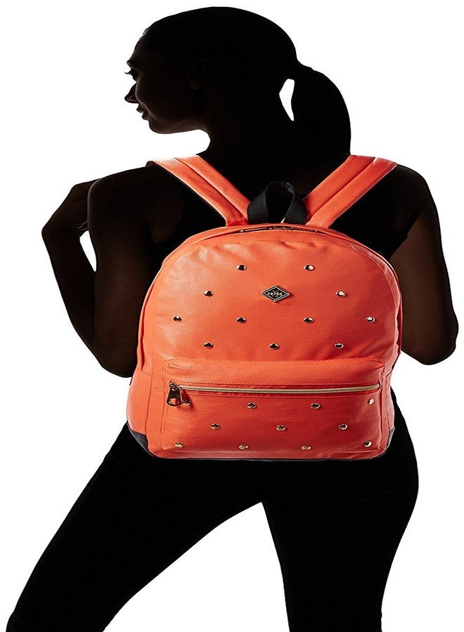 HOOM Classic Casual Printed PU Leather Unisex School Student Laptop Backpack Suits for Camping, Traveling & Fits TAB and other accessories. (tangerine orange) - Image 5