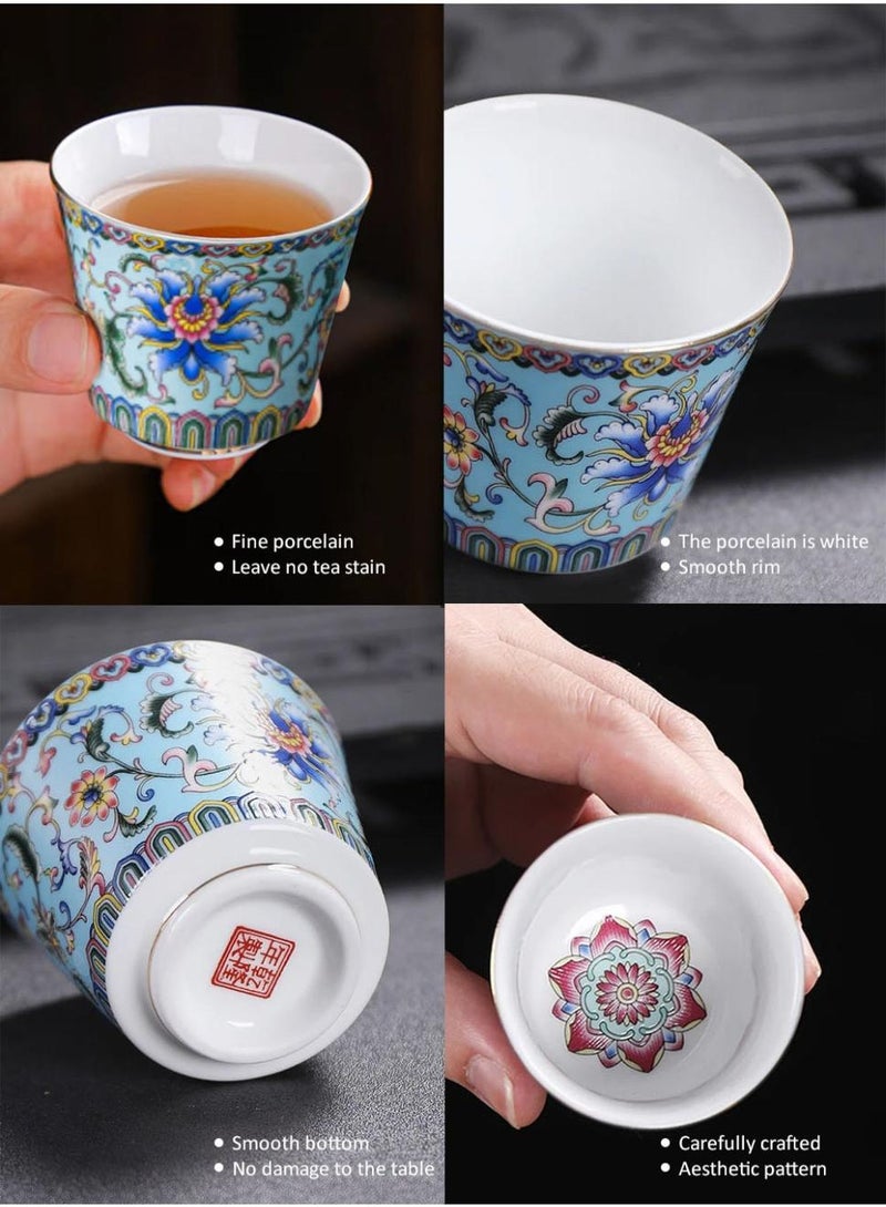 Hayat Comfort 6 Ceramic Tea Cups with Gift Box Elegant Floral Enamel Porcelain Coffee Cup Set, 6 Colors Flowers Teacup, Perfect for Home, Office, and Restaurant Use - Image 5