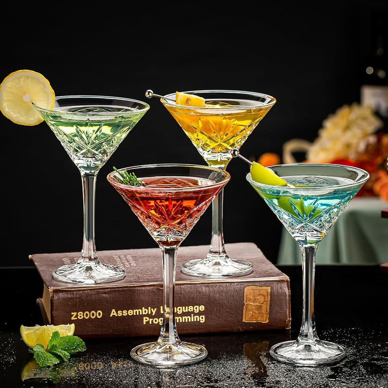 SYOSI Vintage Martini Glasses, Set of 4 Crystal Coupe Glasses, 4oz Stemmed Cocktail Glasses, Margarita Cups, Champagne Glasses, Espresso Martini, Manhattan, Bar Glassware, Elegant Gifts - Image 3