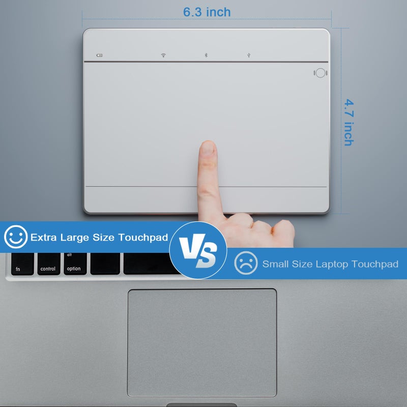 Tacti Trix Wireless Bluetooth Trackpad for Windows 10/11, Supports 3 Connection Modes, High-Precision Multi-Gesture Touchpad, Compatible with PC Laptop Computer - Image 4