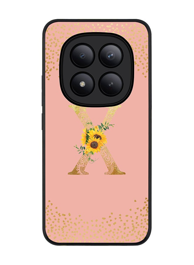 For Xiaomi Redmi Note 15 Pro+ / Poco M8 Pro Case,Slim fit Camera Protection, Shockproof Thin Phone cover  - Custom Floral Monogram - X  (Rose Pink )