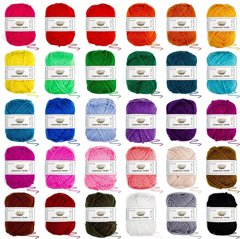 Inscraft Crochet Yarn Kit for Beginners Adults and Kids, Includes 1650 Yards 30 Colors Acrylic Skeins, User Manual, Hooks, Pink Bag etc, Make Amigurumi & Crocheting Projects, Starter Set for Professionals - Image 4