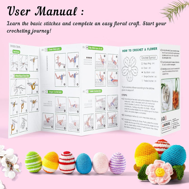 Inscraft Crochet Yarn Kit for Beginners Adults and Kids, Includes 1650 Yards 30 Colors Acrylic Skeins, User Manual, Hooks, Pink Bag etc, Make Amigurumi & Crocheting Projects, Starter Set for Professionals - Image 5