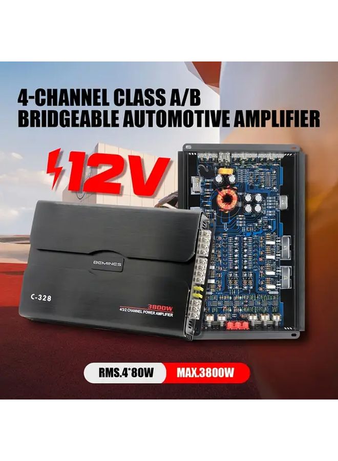 C328 4 Channel Car Amplifier 3800W Max Power 12V AB Class - Image 1