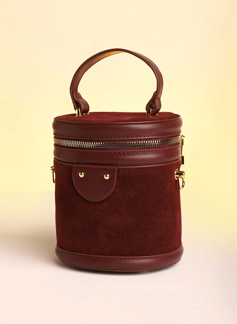 Haute Sauce The Velvet Bucket Bag - Wine Red