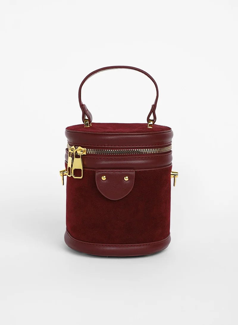 Haute Sauce The Velvet Bucket Bag - Wine Red