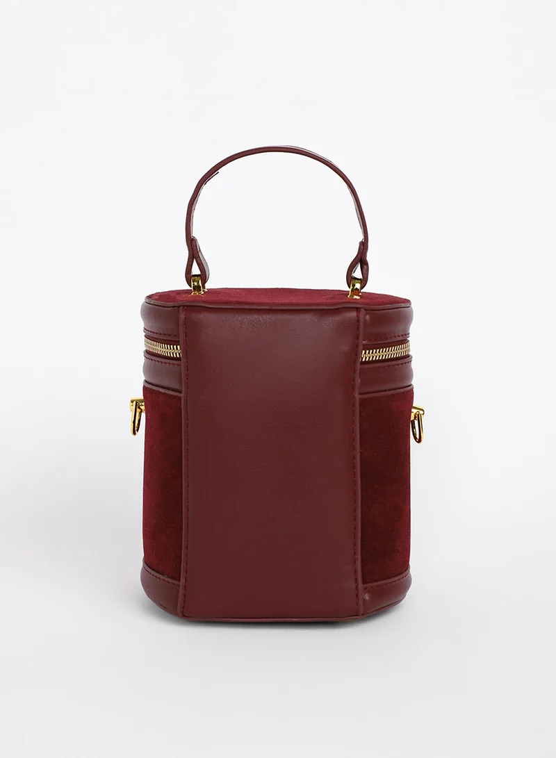Haute Sauce The Velvet Bucket Bag - Wine Red