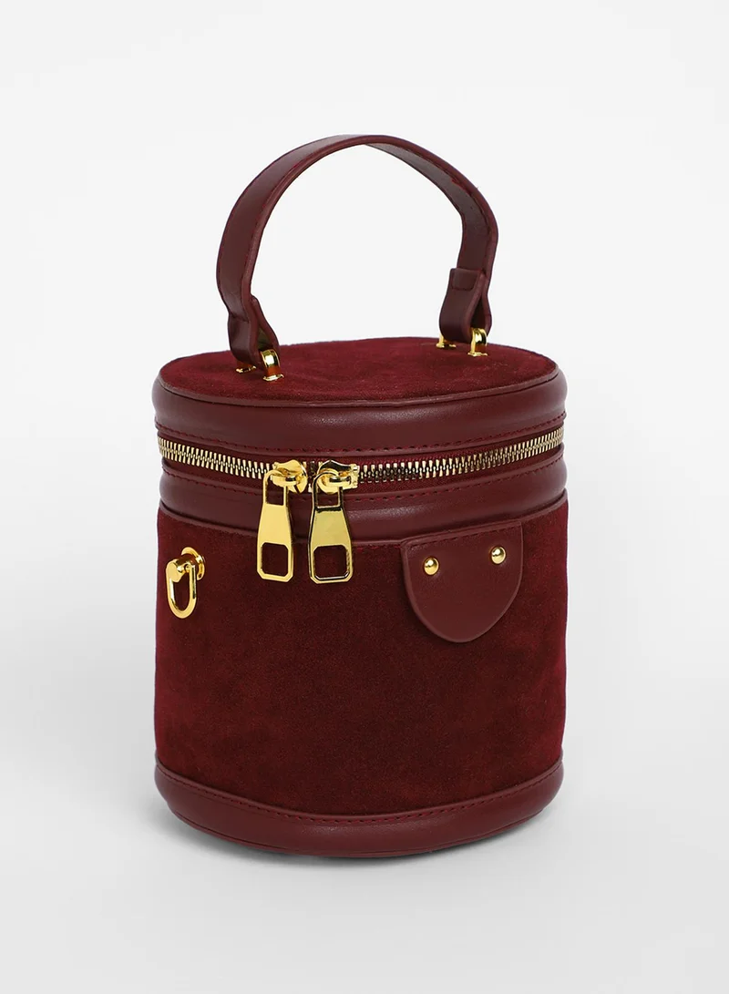 Haute Sauce The Velvet Bucket Bag - Wine Red