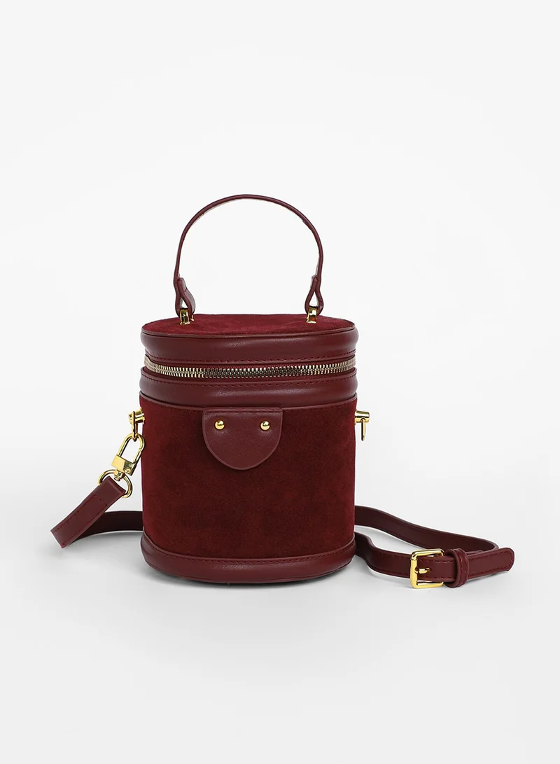Haute Sauce The Velvet Bucket Bag - Wine Red