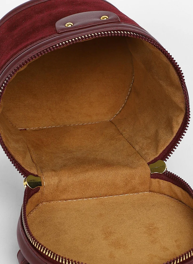 Haute Sauce The Velvet Bucket Bag - Wine Red