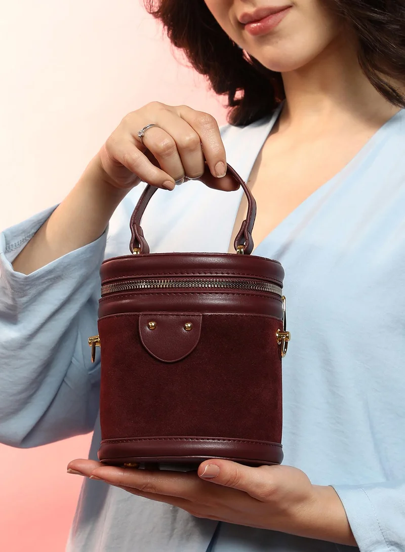 Haute Sauce The Velvet Bucket Bag - Wine Red