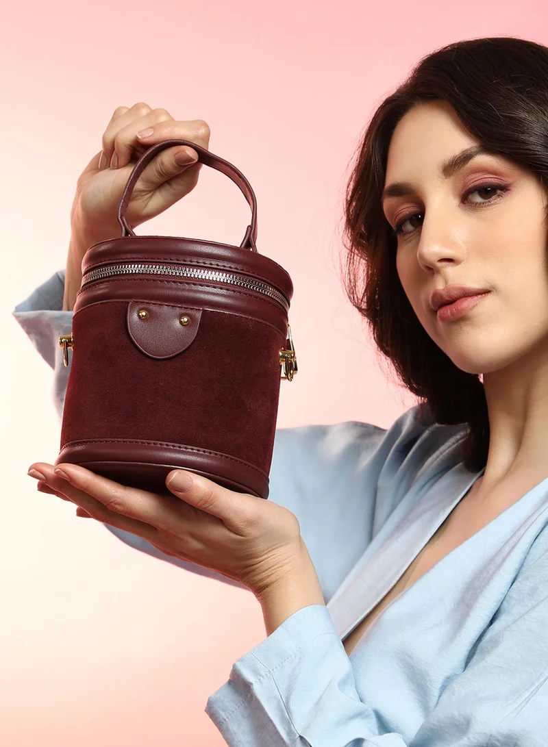 Haute Sauce The Velvet Bucket Bag - Wine Red