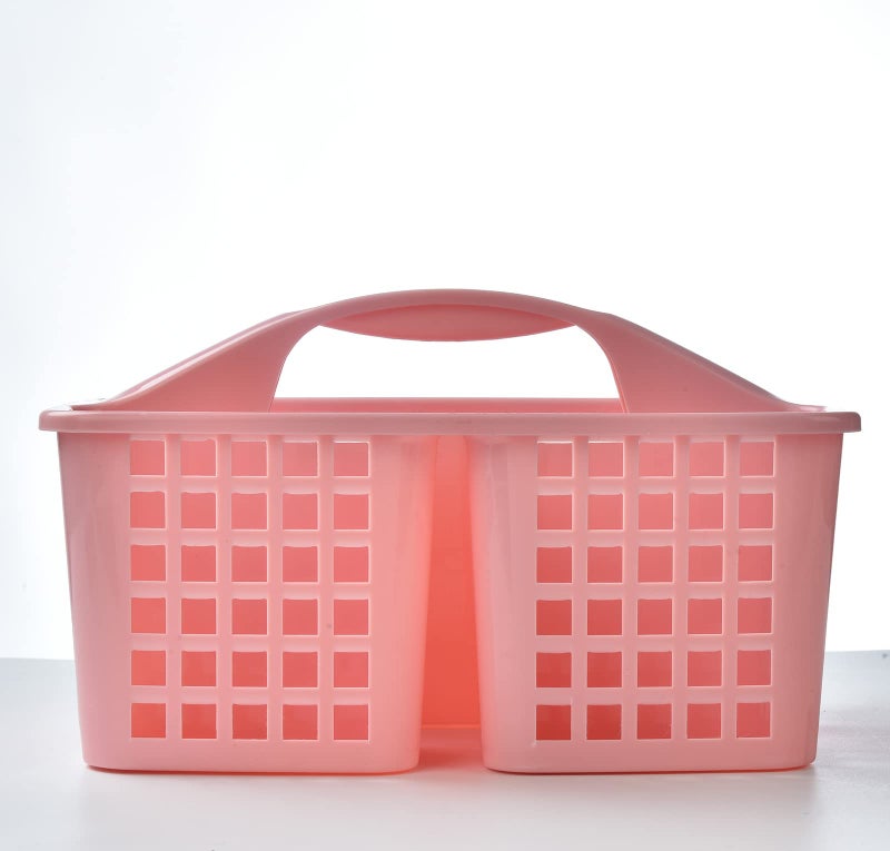 ALINK Plastic Shower Caddy Basket with Compartments  Portable Divided Cleaning Supply Storage Organizer with Handle for College Dorm Bathroom - Pink - Image 5
