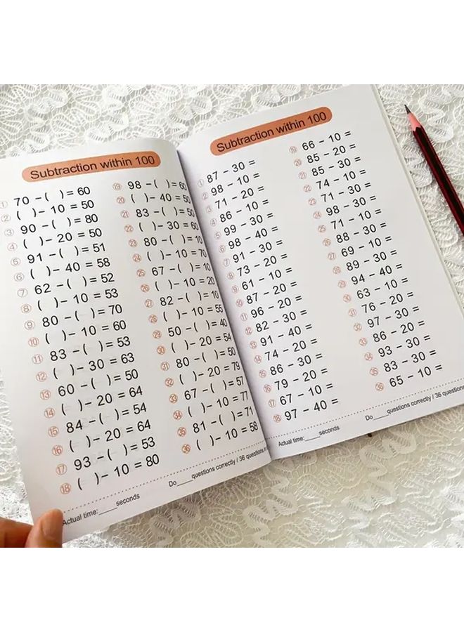 Math Workbook 2232 Addition Subtraction Problems Within 100 64 Pages Mental Arithmetic Exercises 1st 2nd Grade - Image 4