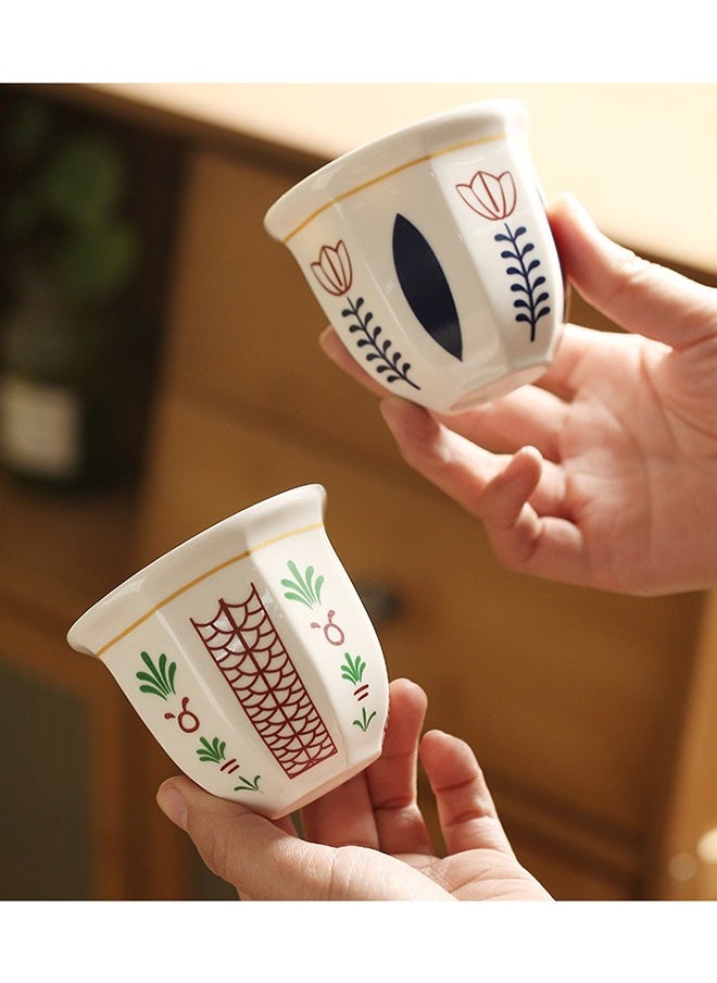 HOOPZOZA Ceramic Coffee Cups Mugs 2PCS Espresso Cups 180mL for Turkish Tea Cappuccino Latte  - Image 1