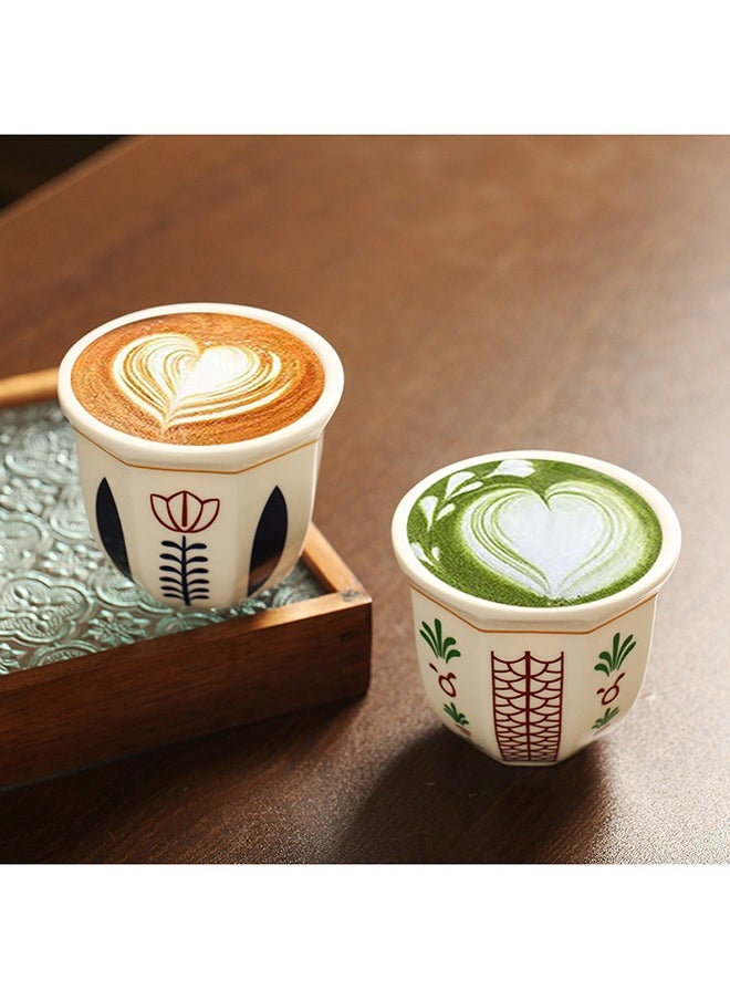 HOOPZOZA Ceramic Coffee Cups Mugs 2PCS Espresso Cups 180mL for Turkish Tea Cappuccino Latte  - Image 2