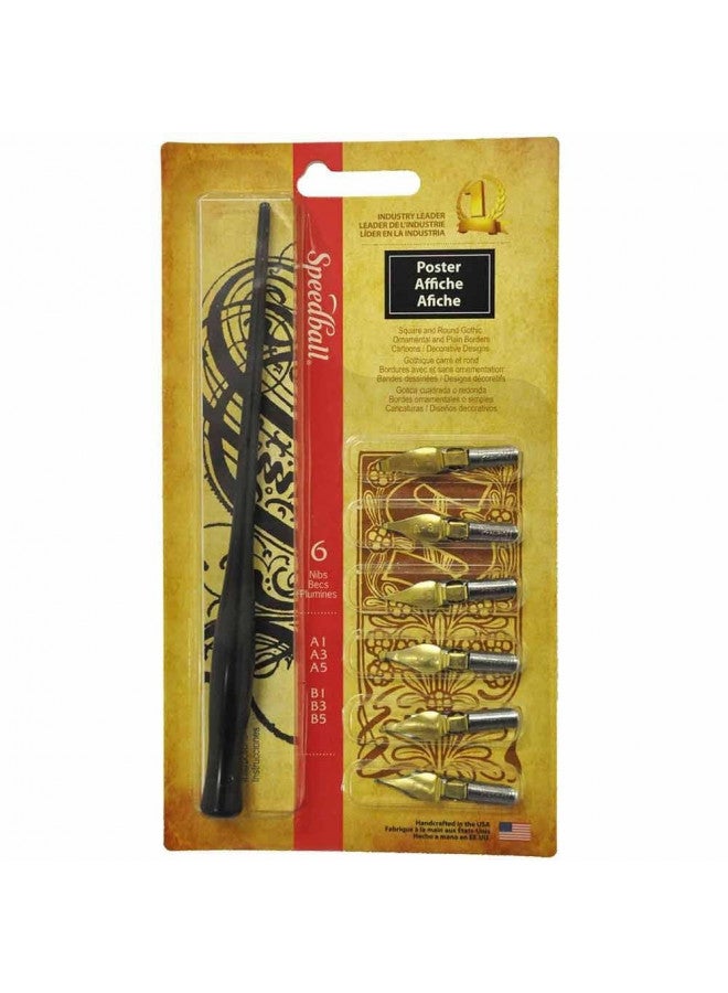 Speedball Poster Pen Set - 1 Penholder w 6 Nibs - Image 2