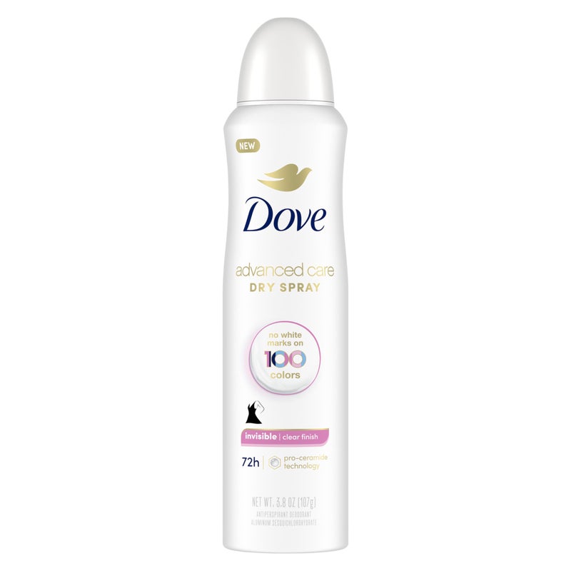 Dove Advanced Care Antiperspirant Deodorant Spray Clear Finish Invisible antiperspirant deodorant tested on 100 colors 72-hour odor and sweat protection with Pro-Ceramide technology 3.8 oz - Image 1