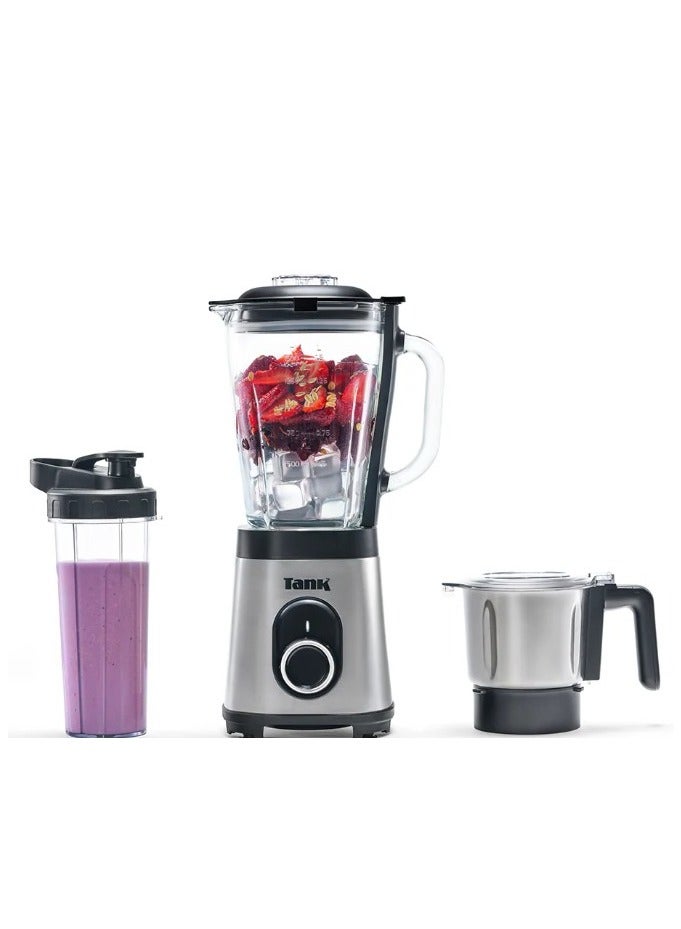 Tank Super Blender, 1.5L Glass Jug , with 500ml Stainless Steel Grinder and 900ml BPA Free Plastic Bottle, 800 Watts, YB-S62k GR , 2 Year Warranty - Image 1