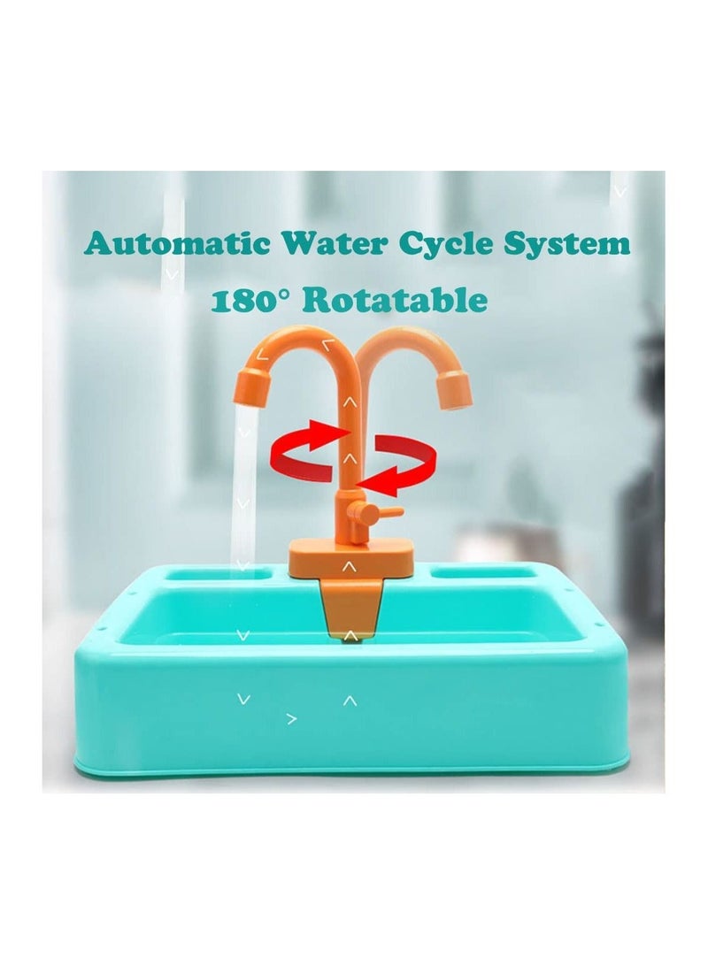 AMERTEER Kitchen Sink Playset with Realistic Faucet – Fun Pretend Play Toy with Dishes and Cleaning Tools for Toddlers - Image 2
