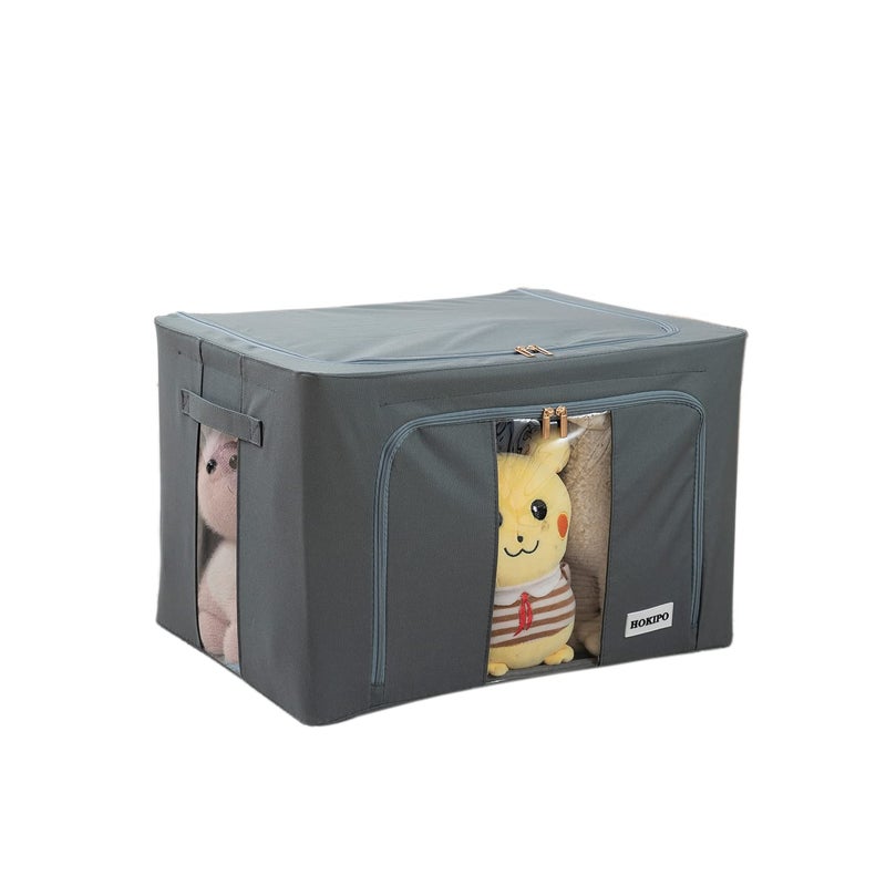HOKIPO HOKIPO 600D Oxford Fabric Large Cloth Storage Box Grey 66L Pack Of 1 Ar4733Gry50 X 40 33 Cm  - Image 1