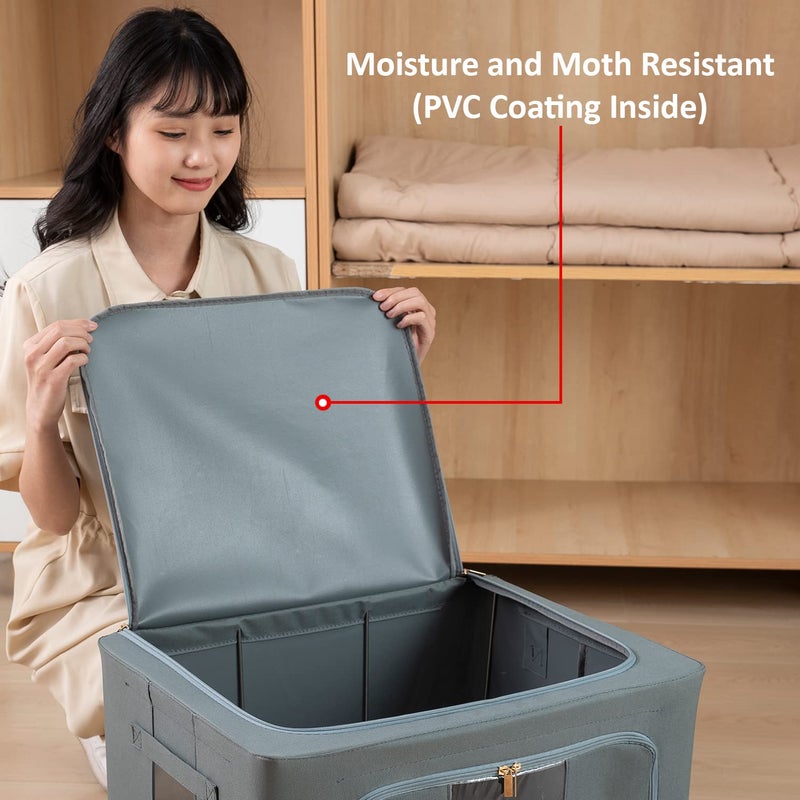 HOKIPO HOKIPO 600D Oxford Fabric Large Cloth Storage Box Grey 66L Pack Of 1 Ar4733Gry50 X 40 33 Cm  - Image 3