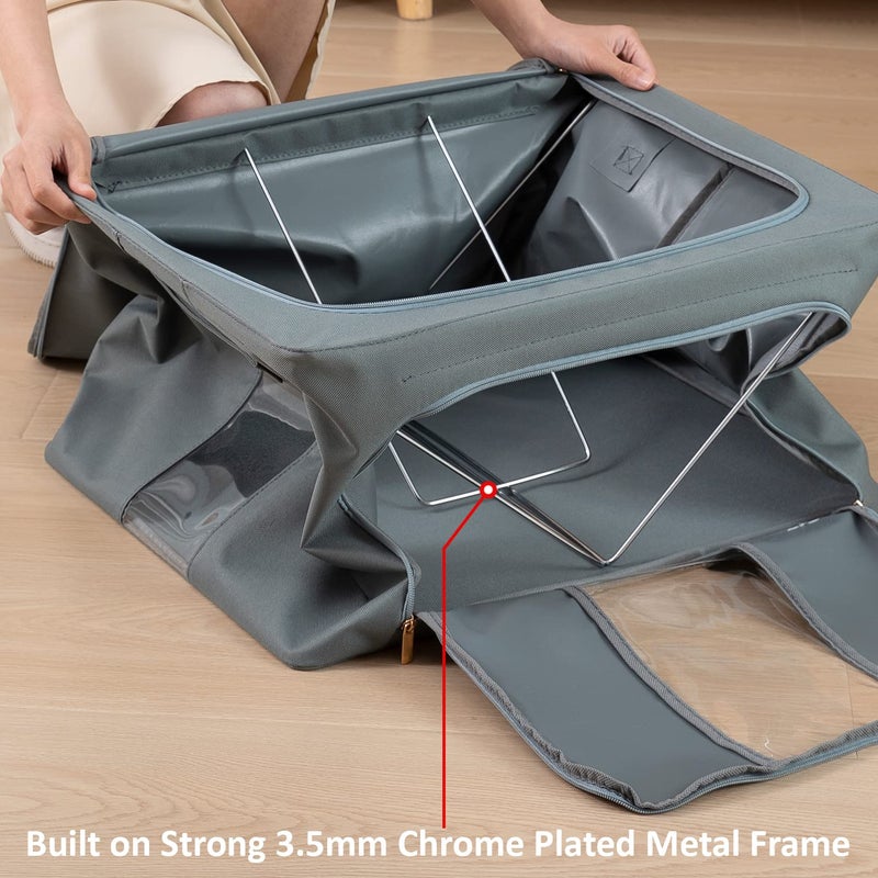 HOKIPO HOKIPO 600D Oxford Fabric Large Cloth Storage Box Grey 66L Pack Of 1 Ar4733Gry50 X 40 33 Cm  - Image 4