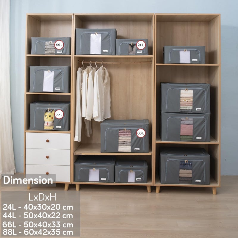 HOKIPO HOKIPO 600D Oxford Fabric Large Cloth Storage Box Grey 66L Pack Of 1 Ar4733Gry50 X 40 33 Cm  - Image 2