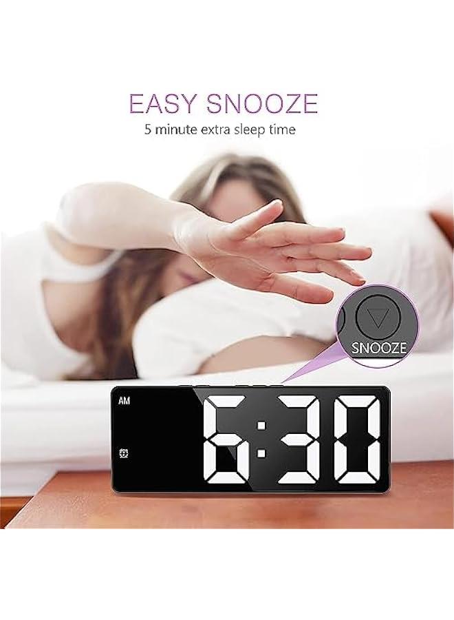 Beauenty Digital Alarm Clock, Rechargeable LED To Wake Up Electronic Clock, Multifunctional Mirror Large Screen Clock, Suitable For Deep Sleep Home Office Bedroom Clock - Image 5
