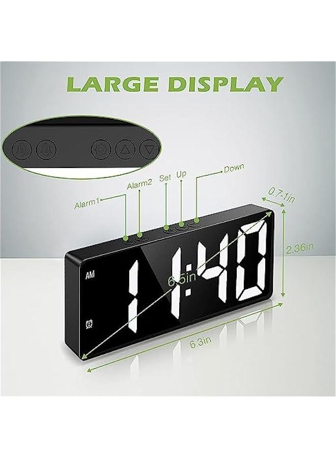 Beauenty Digital Alarm Clock, Rechargeable LED To Wake Up Electronic Clock, Multifunctional Mirror Large Screen Clock, Suitable For Deep Sleep Home Office Bedroom Clock - Image 2