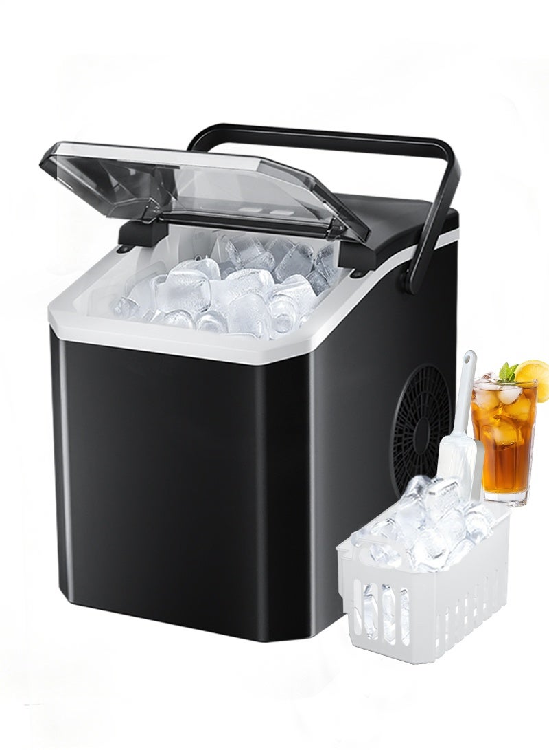 iMESA Ice Maker Countertop, Self Cleaning Ice Machine with Handle, Ice Scoop and Basket, 9 Ice Cubes Ready in 6 Mins, 2 Sizes of Ice Cubes, Low voice, Ice Maker for Home, Kitchen, Office, Party, Black - Image 1