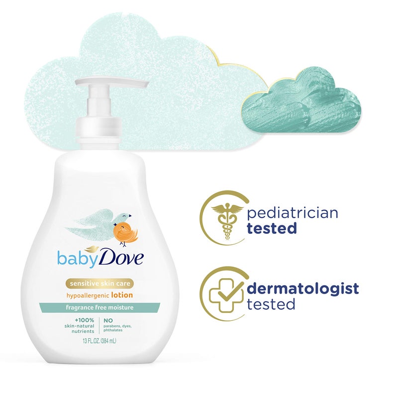 Baby Dove Face and Body Lotion for Sensitive Skin Sensitive Moisture FragranceFree Lotion, 13 Ounce - Image 4