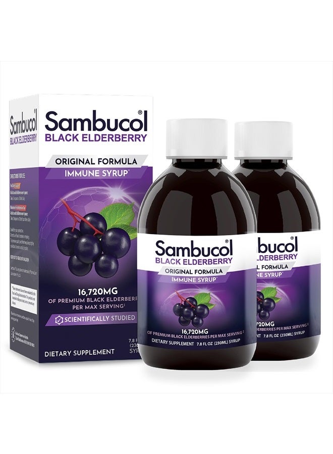 Sambucol Black Elderberry Syrup - Sambucus Syrup, Black Elderberry Liquid, Immune Support for Kids and Adults, High Antioxidants, Gluten Free - Original Formula, 7.8 Fl Oz, 2-Pack - Image 1