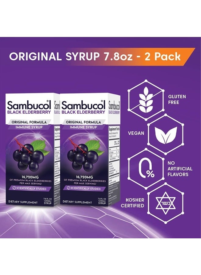 Sambucol Black Elderberry Syrup - Sambucus Syrup, Black Elderberry Liquid, Immune Support for Kids and Adults, High Antioxidants, Gluten Free - Original Formula, 7.8 Fl Oz, 2-Pack - Image 4
