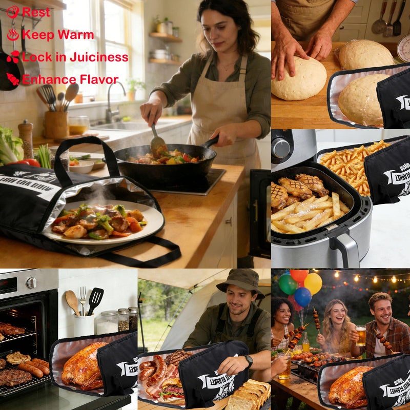 Bolycen Upgraded BBQ Blanket for Resting Meat - Air Fryer Kitchen Camping Baking Party Essential -Smoker Accessories Brisket Blanket - Insulated Meat Resting Bag with Wide Mouth for Steak/ Pork Shoulder/ Turkey - Birthday Anniversary BBQ Accessories Grilling Gifts for Men Dad Husband(21inch) - Image 3