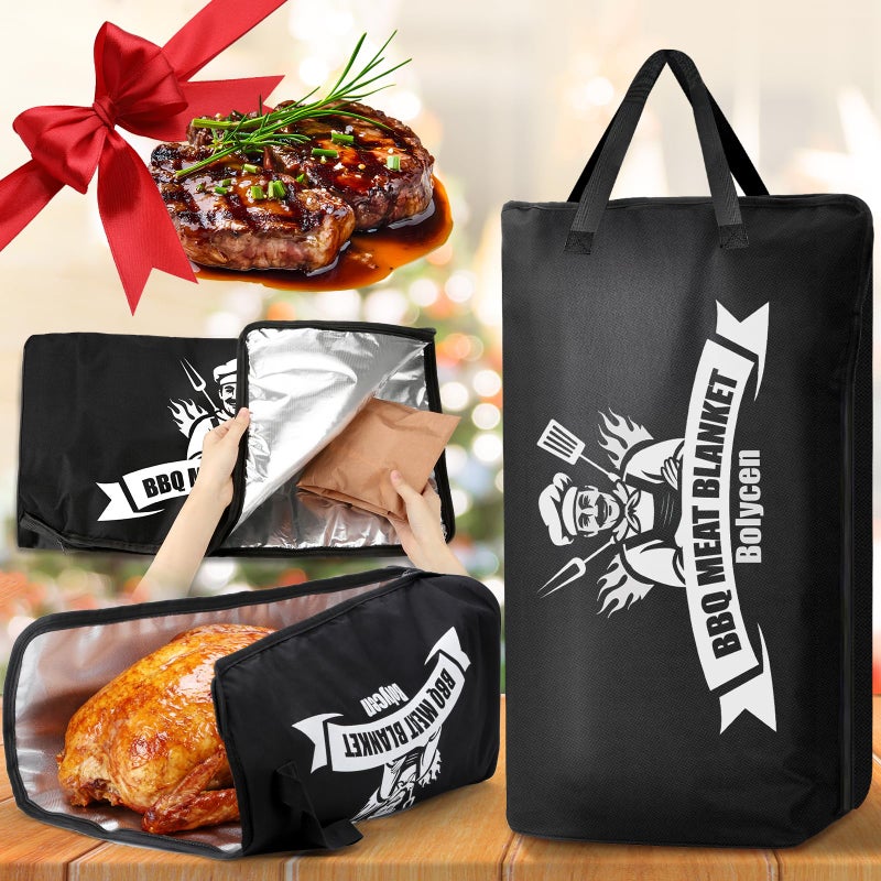 Bolycen Upgraded BBQ Blanket for Resting Meat - Air Fryer Kitchen Camping Baking Party Essential -Smoker Accessories Brisket Blanket - Insulated Meat Resting Bag with Wide Mouth for Steak/ Pork Shoulder/ Turkey - Birthday Anniversary BBQ Accessories Grilling Gifts for Men Dad Husband(21inch) - Image 1