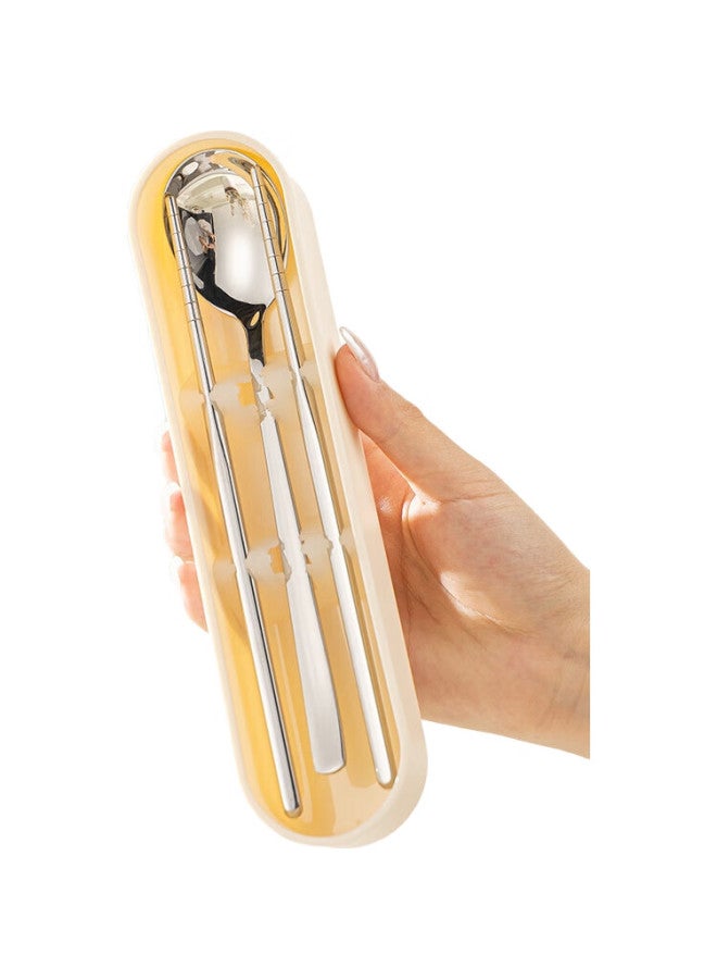 GRASEY 316 Stainless Steel Chopsticks And Tableware Set, Portable Cutlery Storage Box For Students And Office Workers, Three-Piece Set Gy7338 - Image 1