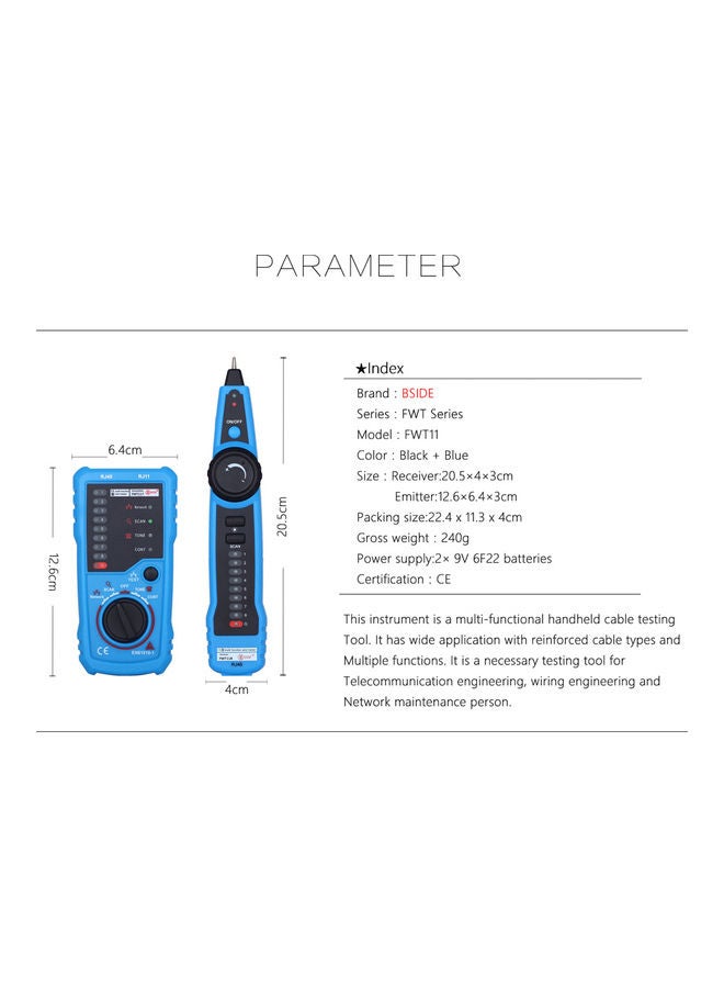 Multi-Functional Handheld Wire Tester Blue/Black  - Image 3