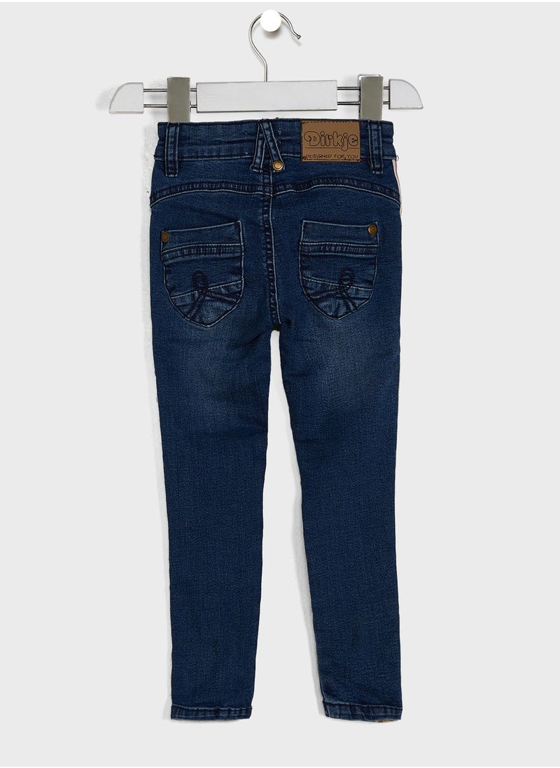 Dirkje - Kids Side Stripes Slim Fit Jeans - Image 1